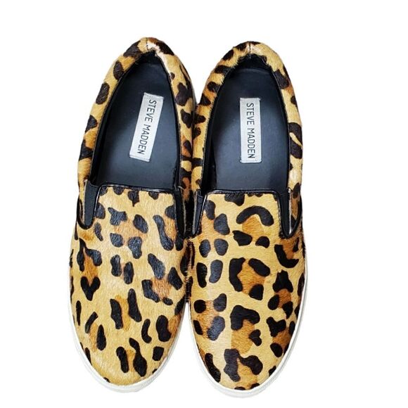 Steve Madden Leopard Cow Hair Slip On Shoes - Picture 1 of 5